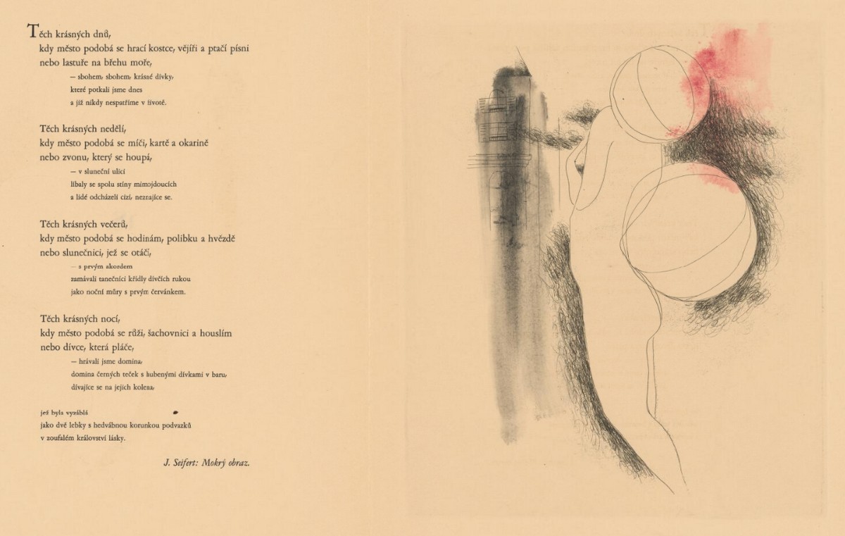 Josef Šíma – Jaroslav Seifert, okolo 1927, zo série Paříž, osemnástich leptov k textom francúzskych básnikov, Slovenská národná galéria
